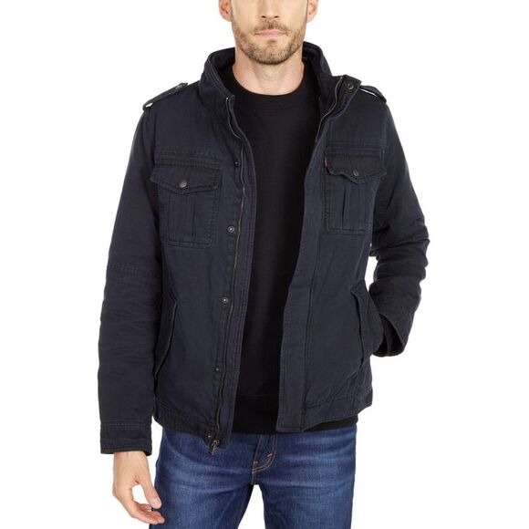 Levi's Mens Sherpa Lined Two Pocket Hooded Trucker Jacket Large Navy - NWT $200 - Picture 6 of 6